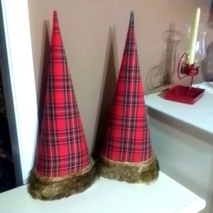 Tartan Plaid Christmas Trees with Faux Fur Trim